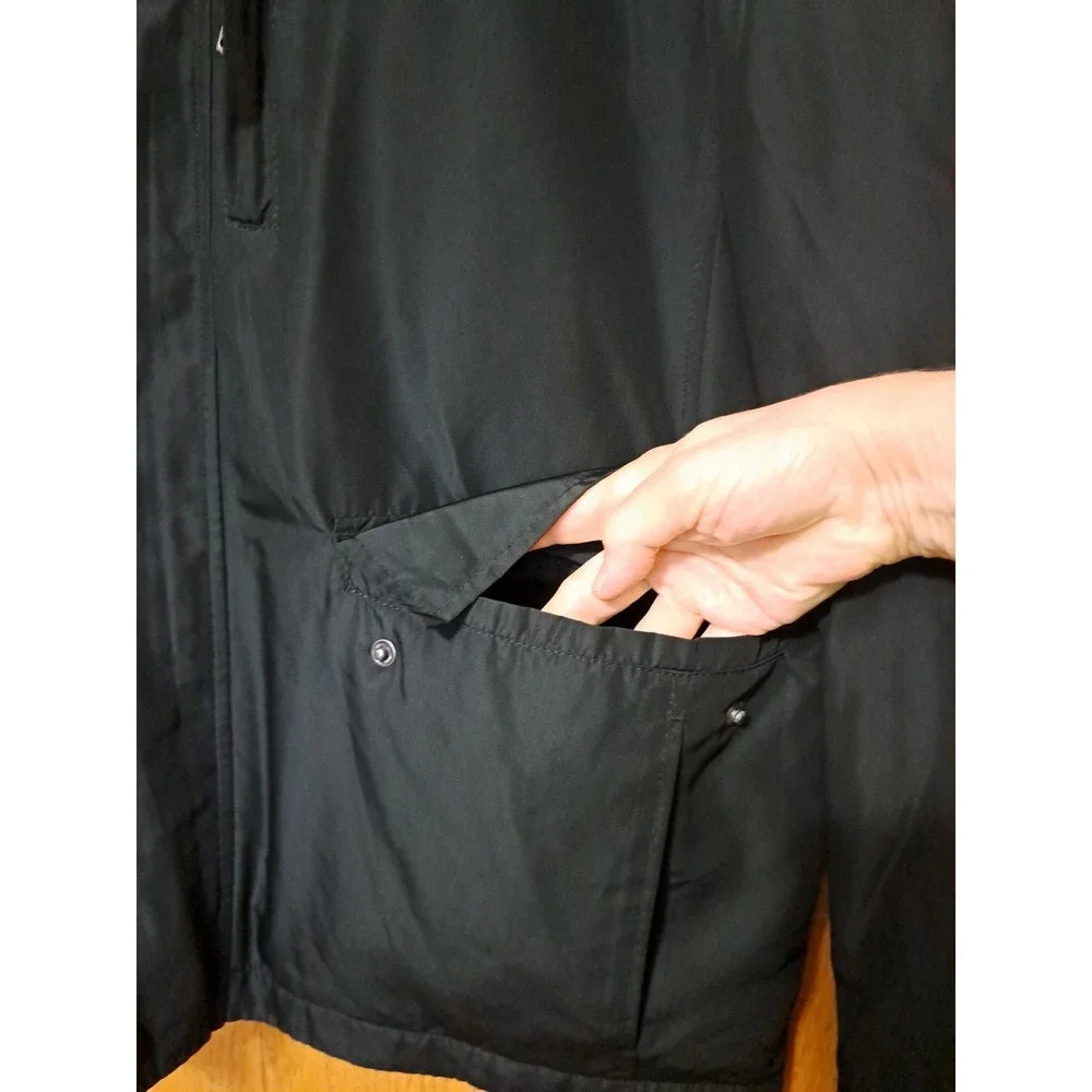 Cole Haan Men's Black Lightweight Field Rain Jacket L Zip Front Snap Packable